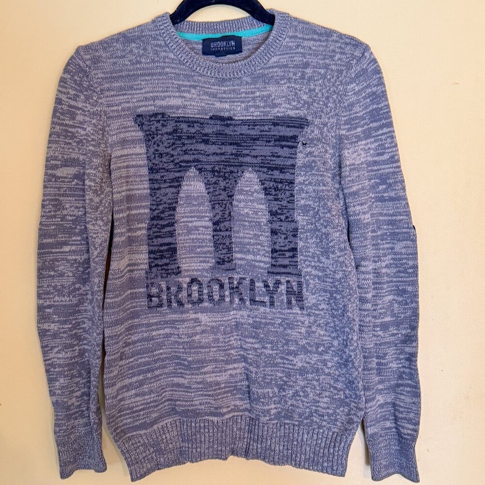 BROOKLYN INDUSTRIES Crewneck Sweater (XS) Grey/Blue Marl Knit